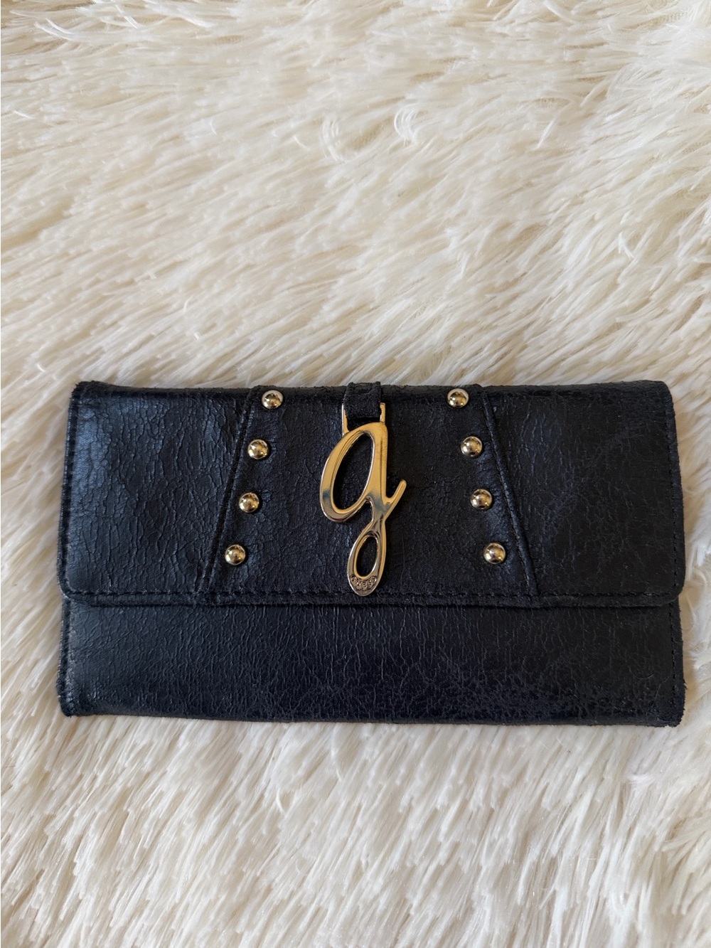 Guess Black Women's Wallet Clutch with Gold 'g' Accent